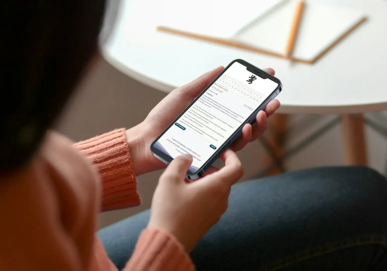 Candidate using Dubai Broker Exam on mobile